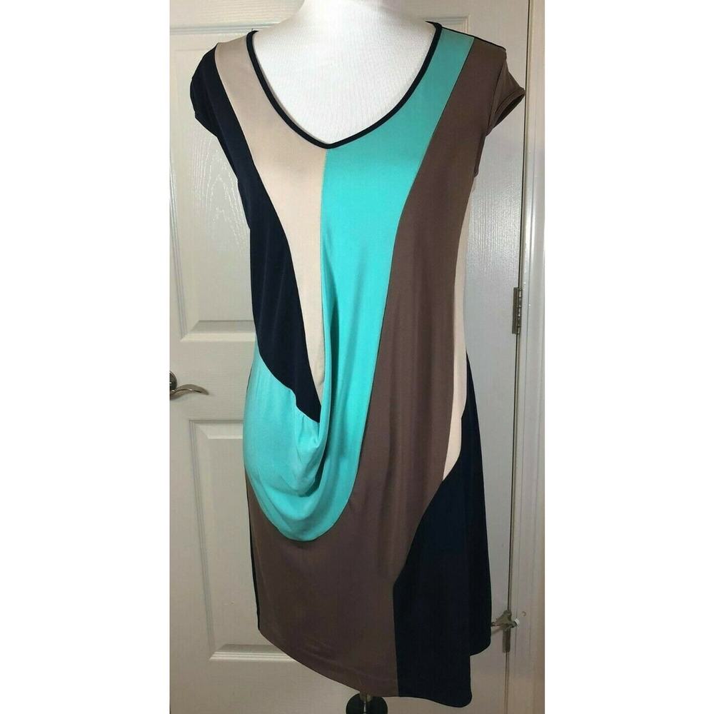 SUZI CHIN for Maggie Boutique Black Green Tan BODYCON DRESS - Size 4 Small